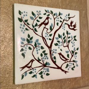 Vintage Wheeling Hand Painted Bird Tile